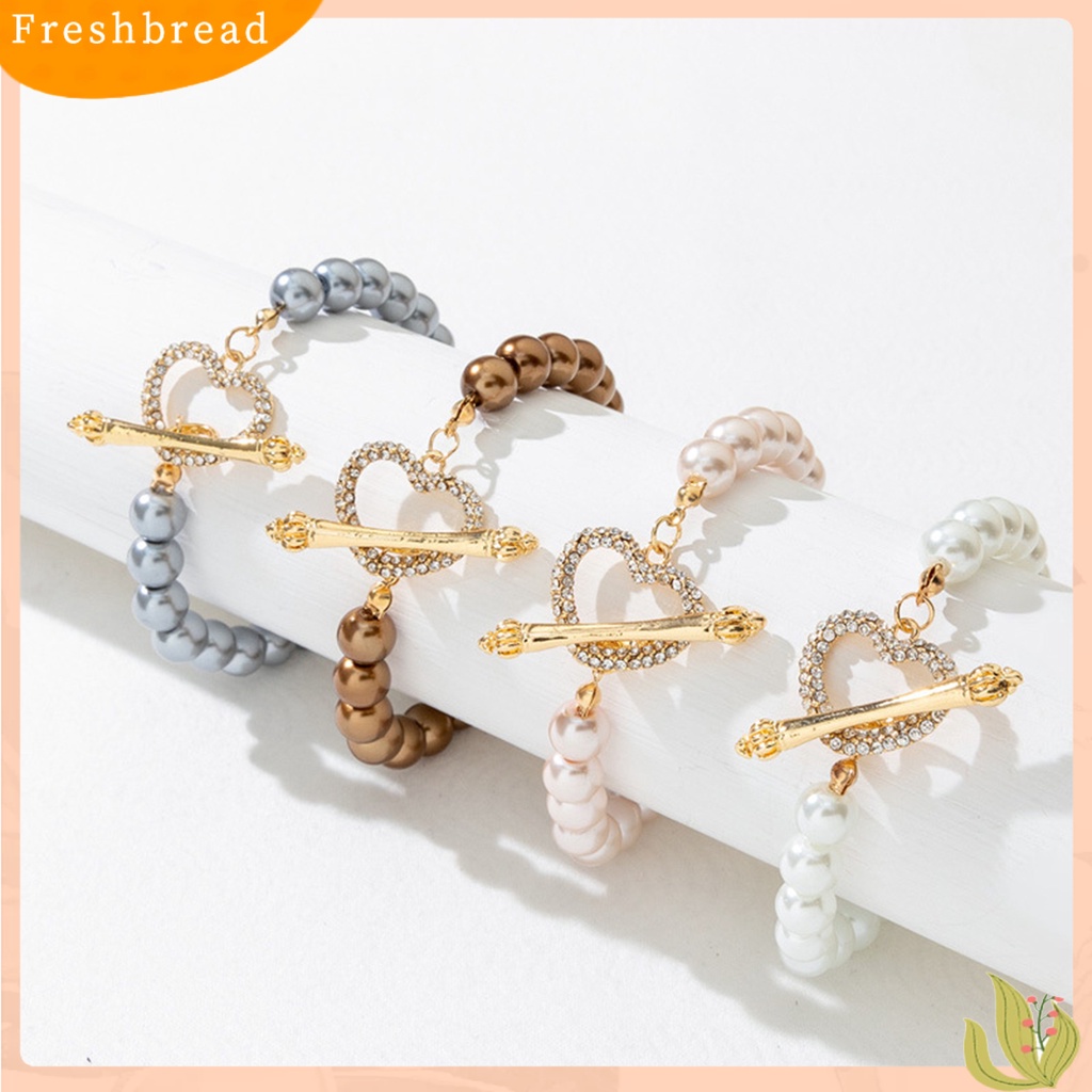 &lt; Freshbread &gt; Gelang Manik-Manik Indah Dapat Disesuaikan Glossy INS Manis Berlian Imitasi Bulat Gelang Mutiara Imitasi Untuk Pakaian Sehari-Hari