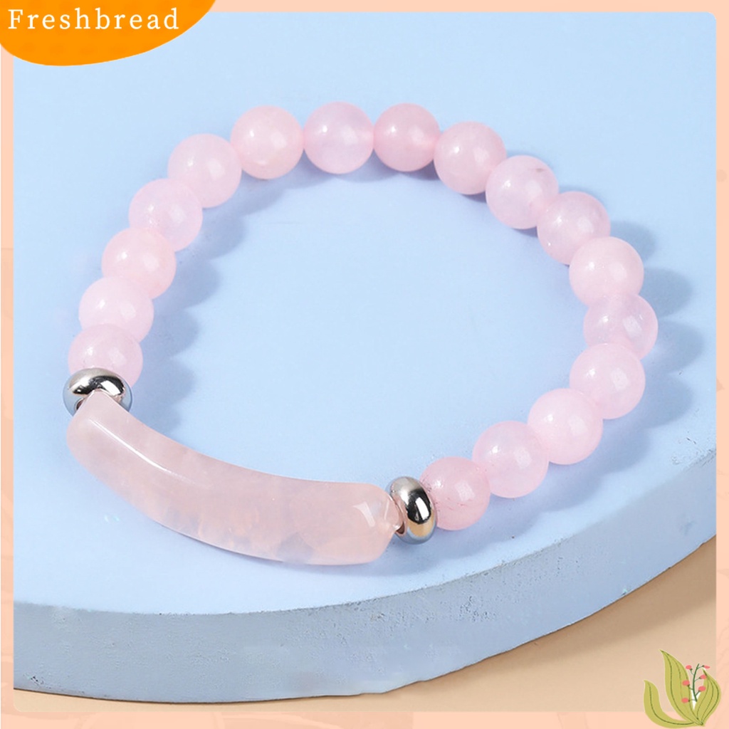 &lt; Freshbread &gt; Wanita Gelang 8mm Bulat Manik-Manik Batu Alam Elegan Merah Muda Faux Kristal Jembatan Wanita Gelang Fashion Perhiasan