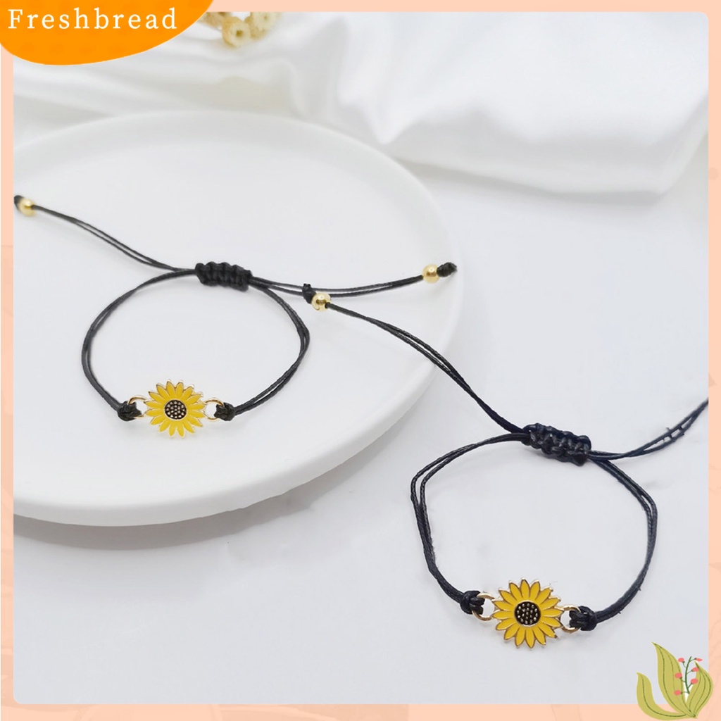 &lt; Freshbread &gt; 1set Gelang Kartu Persahabatan Bunga Matahari Tetes Minyak Gelang Dapat Disesuaikan Untuk Pakaian Sehari-Hari