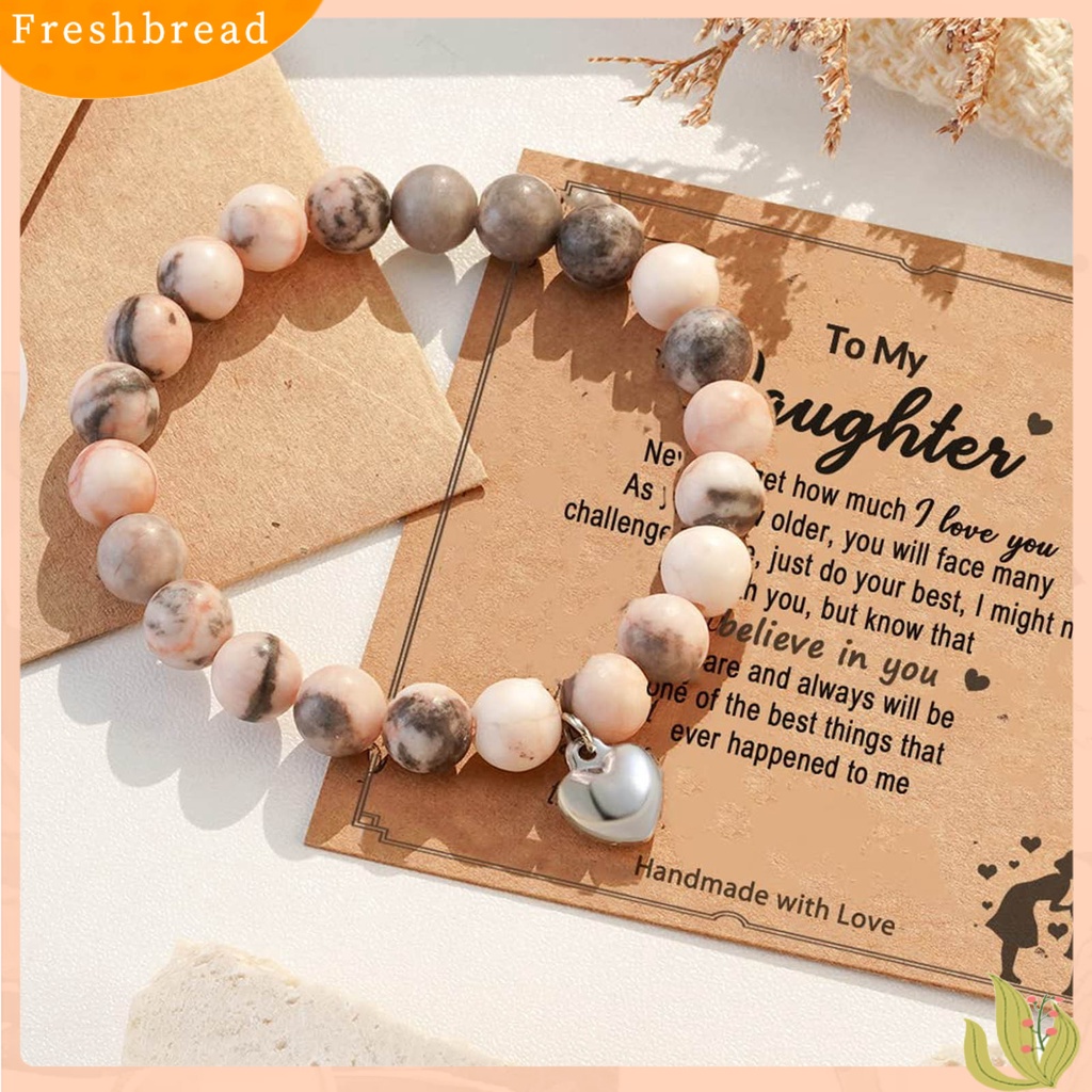 &lt; Freshbread &gt; 1set Gelang Couple Handmade Colorful Sweet Heart Pendant Tali Elastis Dengan Kartu Dress Up Hadiah Ulang Tahun Gelang Manik-Manik Pirus Imitasi Putih Alami