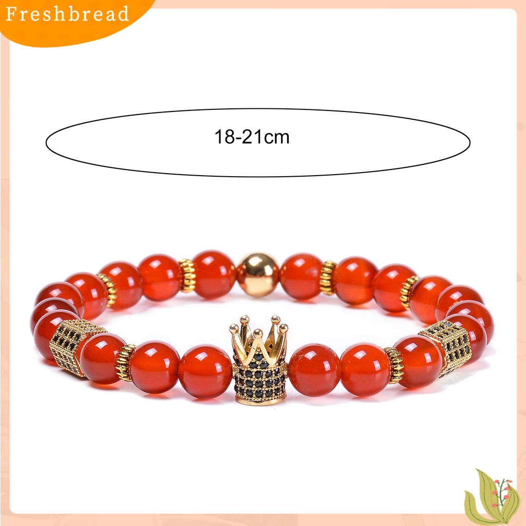 &lt; Freshbread &gt; Pria Gelang Manik-Manik Mahkota Liontin Batu Alam Hexagon Pesona Hias Warna Kontras Unisex Adjustable Wanita Gelang Hadiah