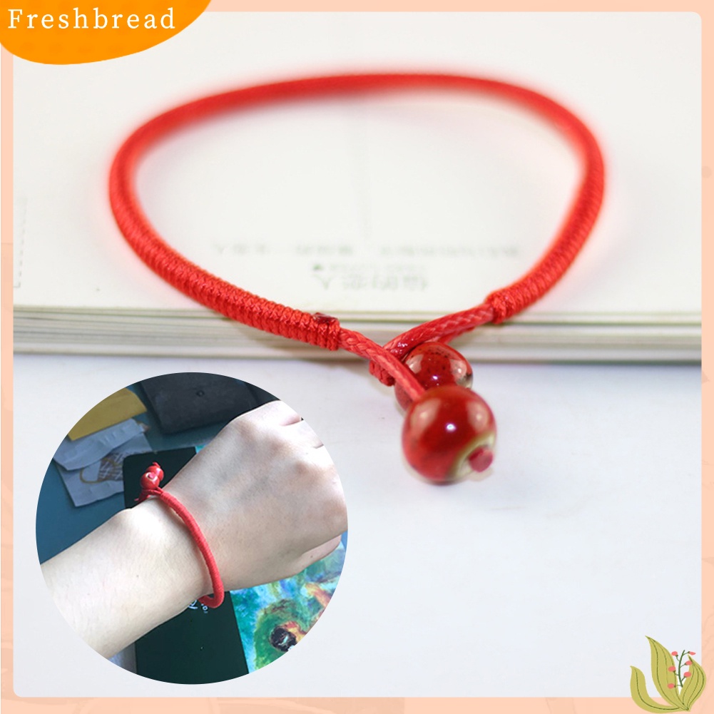 &lt; Freshbread &gt; Unisex Manik-Manik Keramik Pesona Dikepang Tali Beruntung Gelang Bangle Perhiasan Hadiah