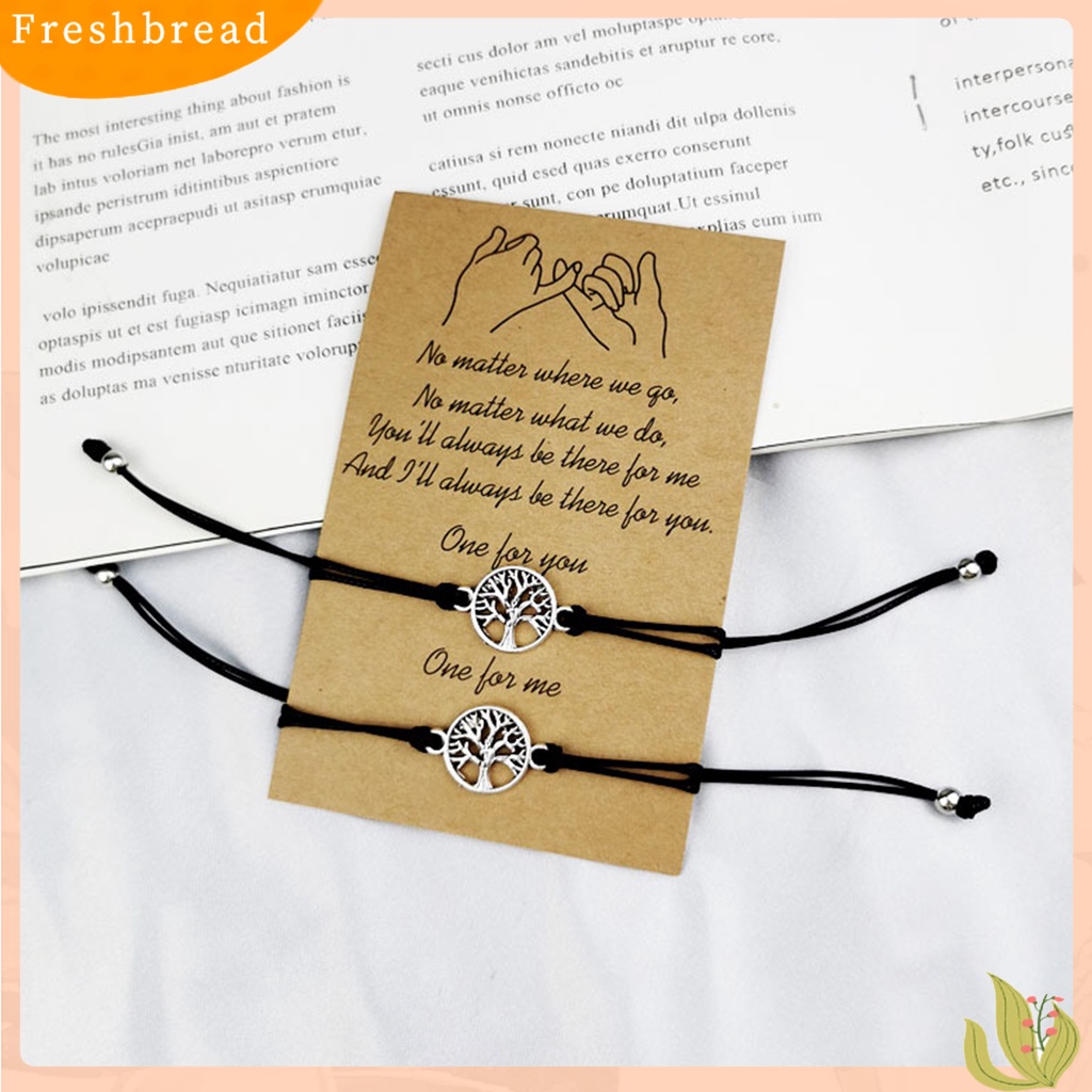 &lt; Freshbread &gt; 2Pcs Couple Gelang Boho Berongga Keluar Elastis Adjustable Tali Tenun Tangan DIY Wish Card Gift Pria Wanita Pohon Kehidupan Pesona Gelang Persahabatan Untuk Pakaian Sehari-Hari