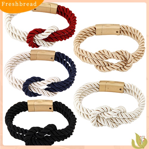 &lt; Freshbread &gt; Gelang Rantai Tali Kepang Wanita Pria Dengan ic Clasp Bow Charm Bangle