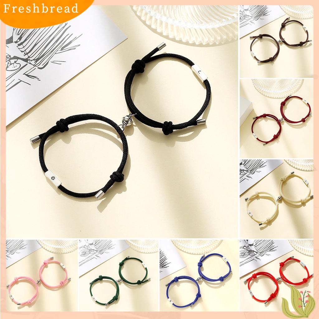 < Freshbread > 1pasang Gelang Mengepang Colorfast Dekorasi Multicolor Opsional Adjustable Gelang Pasangan Untuk Liburan