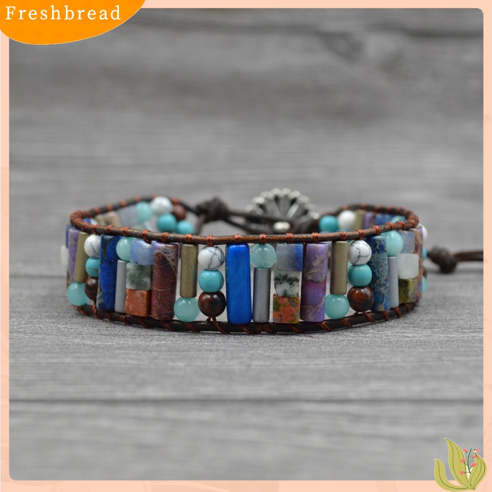 &lt; Freshbread &gt; Boho Wanita Multicolor Multilayer Kulit Imitasi Menenun Permata Manik-Manik Gelang Perhiasan