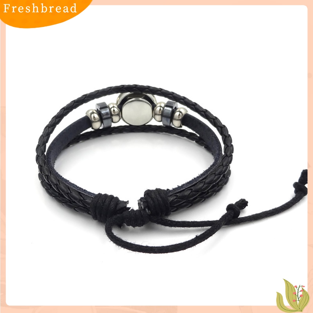 &lt; Freshbread &gt; Unisex Vintage Perhiasan Hadiah Liontin Mata Hewan Multi Layers Kepang Tali Gelang