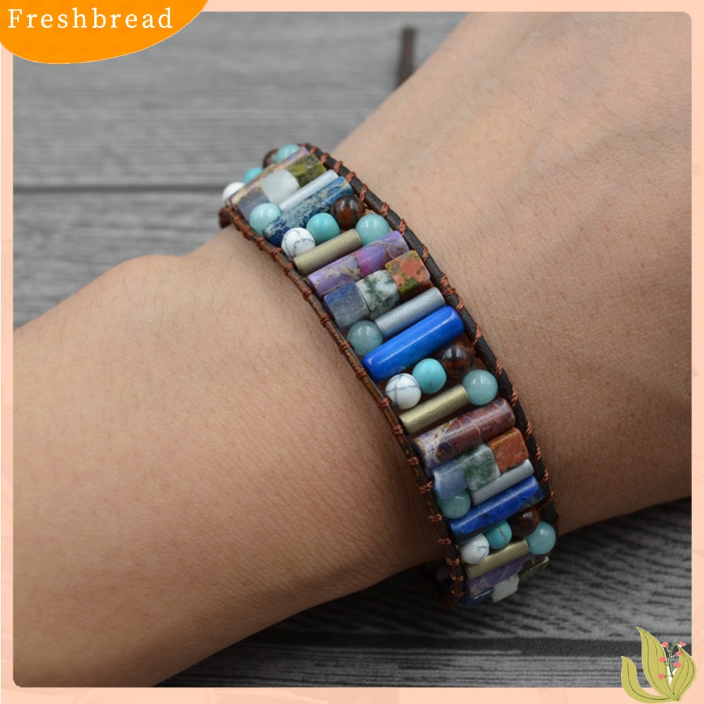 &lt; Freshbread &gt; Boho Wanita Multicolor Multilayer Kulit Imitasi Menenun Permata Manik-Manik Gelang Perhiasan