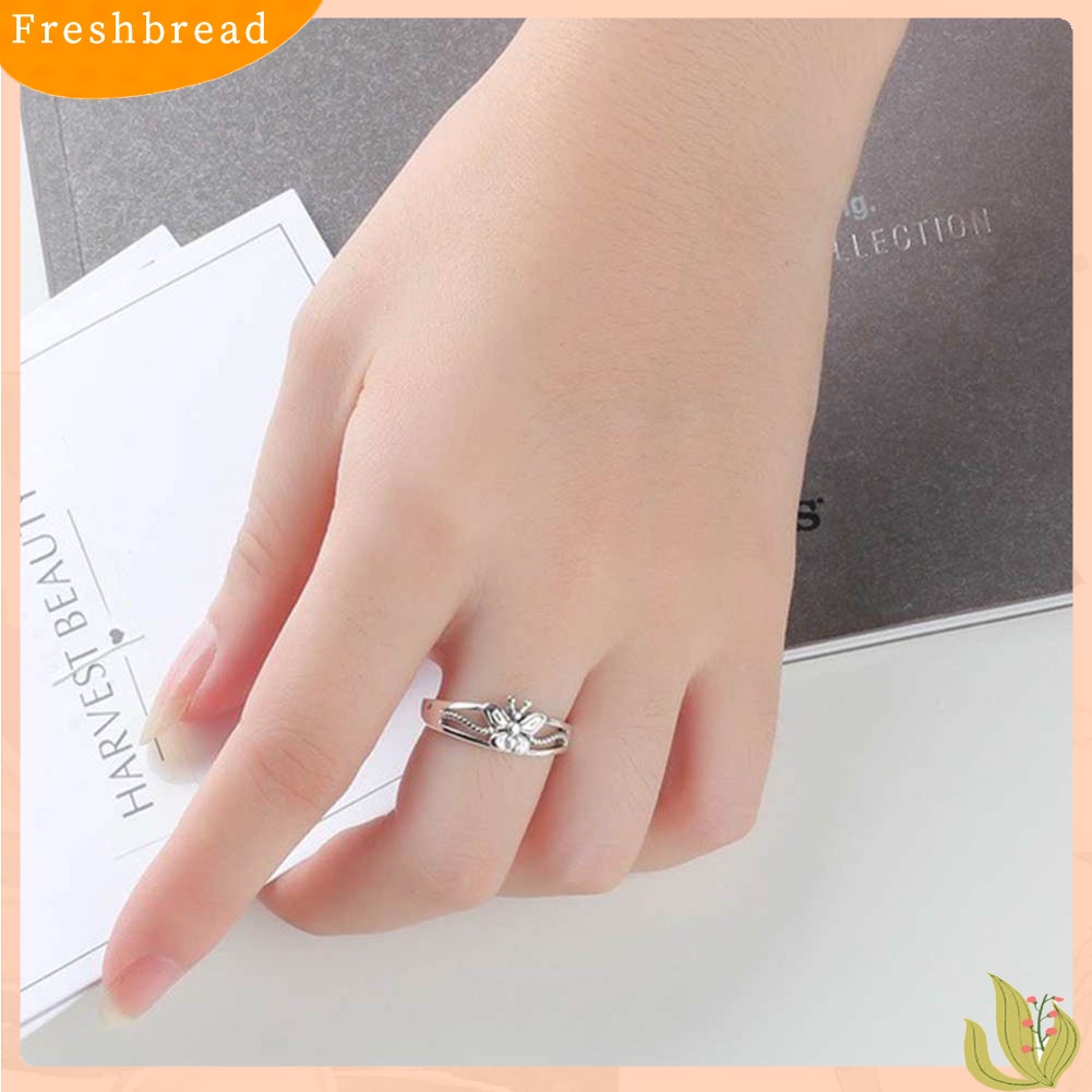 &lt; Freshbread &gt; Wanita Perak Berlapis Berongga Kupu-Kupu Tipis Band Jari Cincin Pesta Perhiasan Hadiah