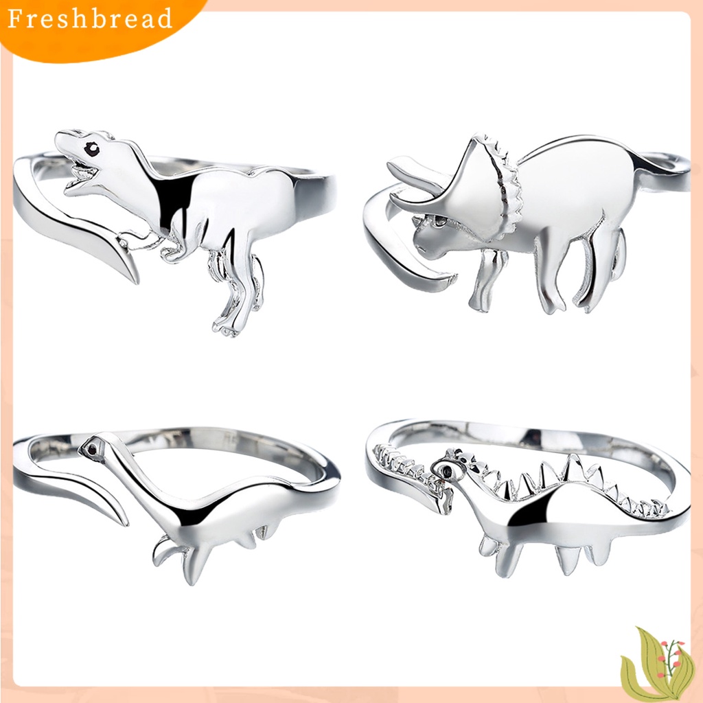 &lt; Freshbread &gt; Cincin Dinosaurus Dapat Disesuaikan Ramah Kulit Open Finger Lead-free Ring Cincin Logam Lucu Untuk Anak Perempuan