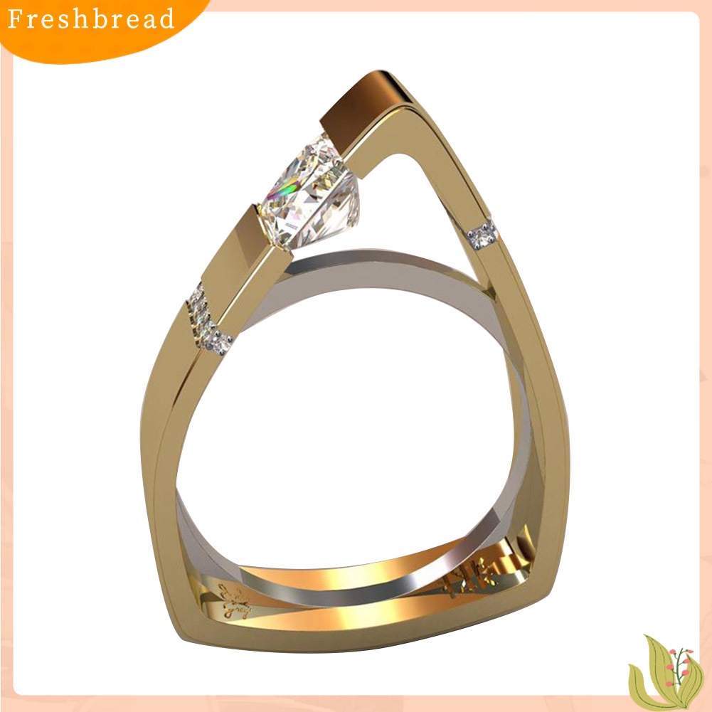 &lt; Freshbread &gt; Fashion Wanita Geometri Berongga Segitiga Berlian Imitasi Jari Cincin Dekorasi Perhiasan Hadiah