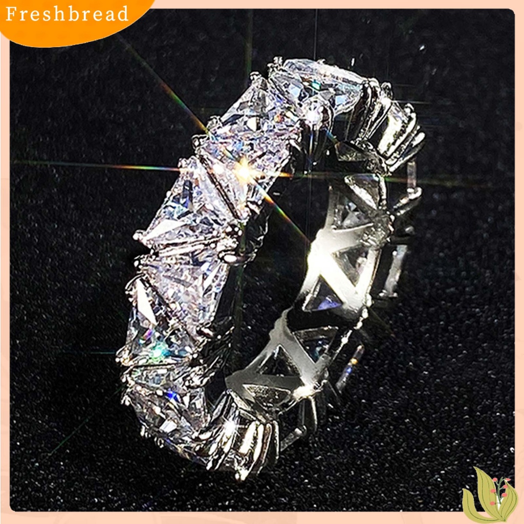 &lt; Freshbread &gt; Wanita Cincin Pengerjaan Halus Semua Pertandingan Tembaga Berkilau Elegan Jari Cincin Untuk Pertunangan