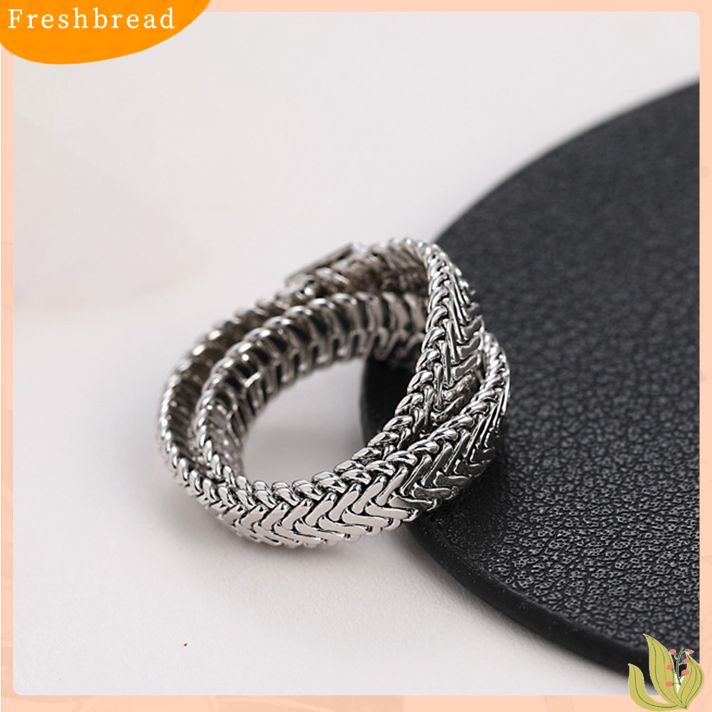 &lt; Freshbread &gt; Simple Snake Bone Chain Copper Double Layer Stack Cross Ring Cincin Jari Untuk Tanggal