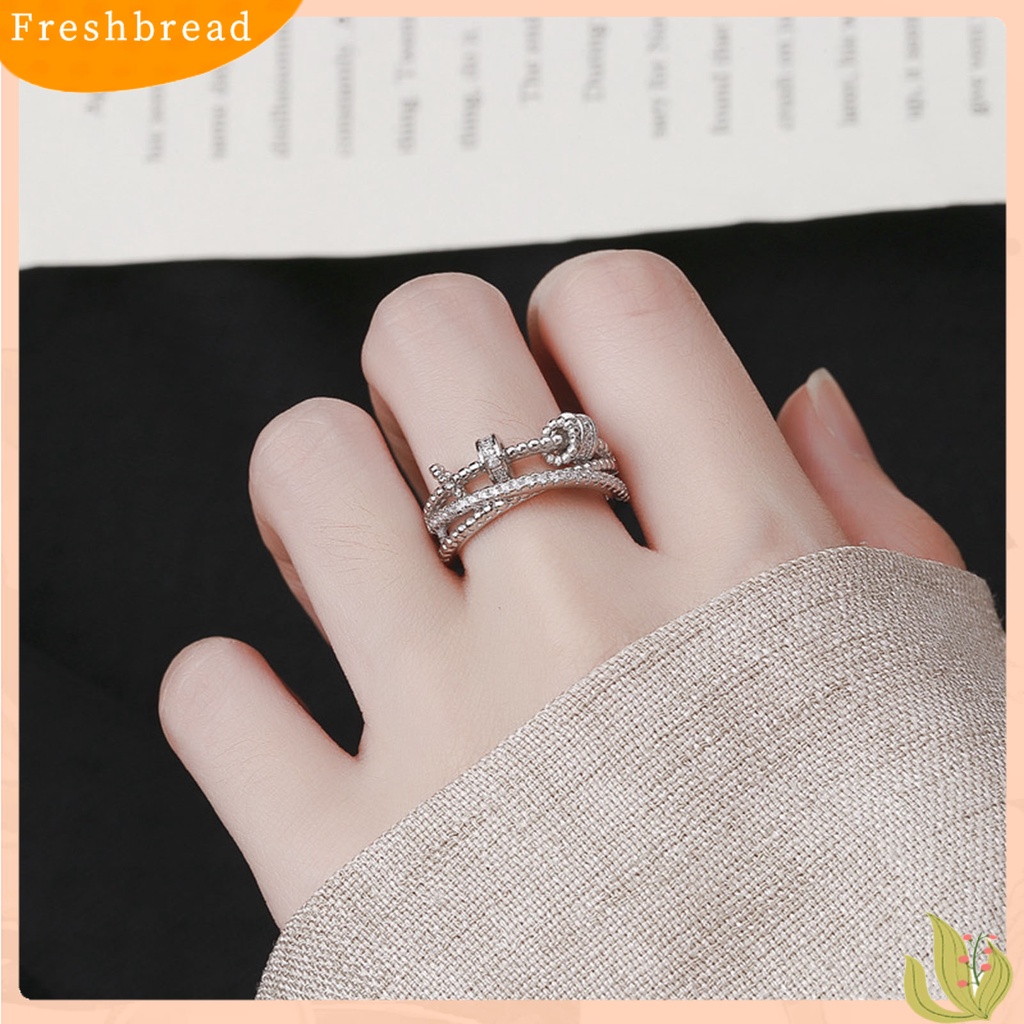 &lt; Freshbread &gt; Wanita Cincin Spiral Manik Relief Pressure Jewelry Putar Berlian Imitasi Finger Ring Untuk Pakaian Sehari-Hari