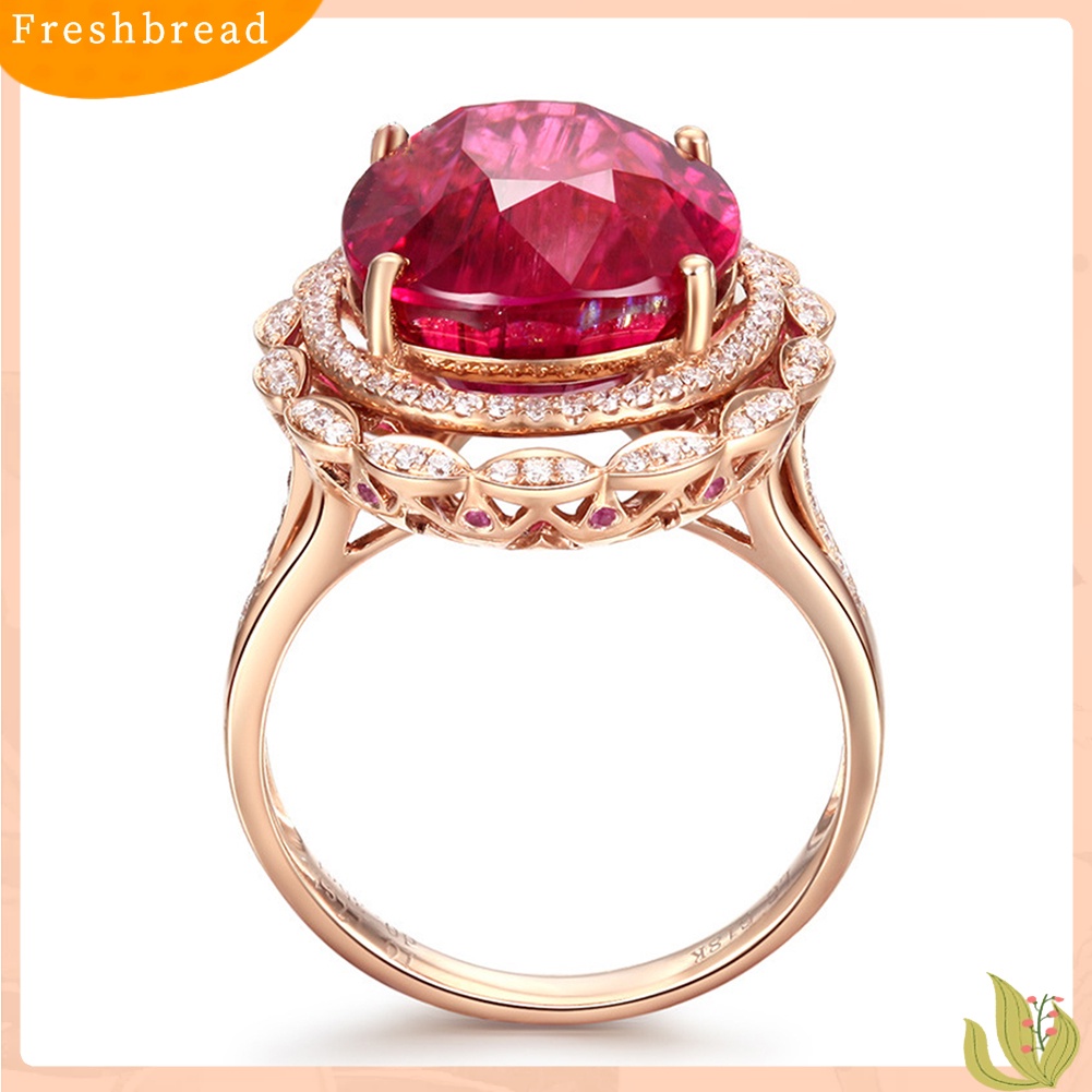 &lt; Freshbread &gt; Mewah Wanita Faux Pigeon Blood Ruby Adjustable Finger Ring Hadiah Perhiasan Pernikahan