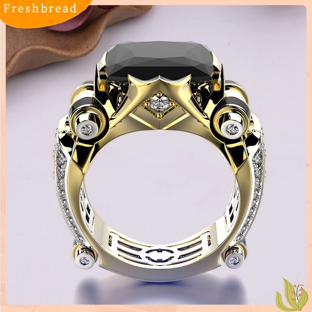 &lt; Freshbread &gt; Unisex Cincin Vintage Gothic Mewah Berlian Imitasi Mengkilap Electroplating Dekorasi Hadiah Pria Wanita Cubic Zirconia Fidget Ring Jewelry Untuk Pakaian Sehari-Hari