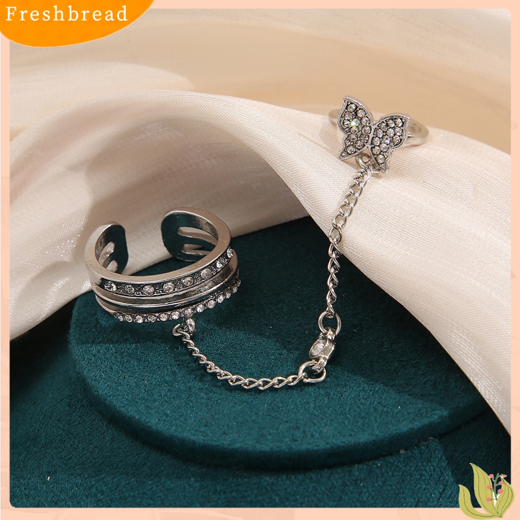 &lt; Freshbread &gt; Jari Cincin Bentuk Indah Paduan Berkilau Upacara Pernikahan Kupu-Kupu Cincin Terbuka Perhiasan Bergaya Hadiah Ulang Tahun