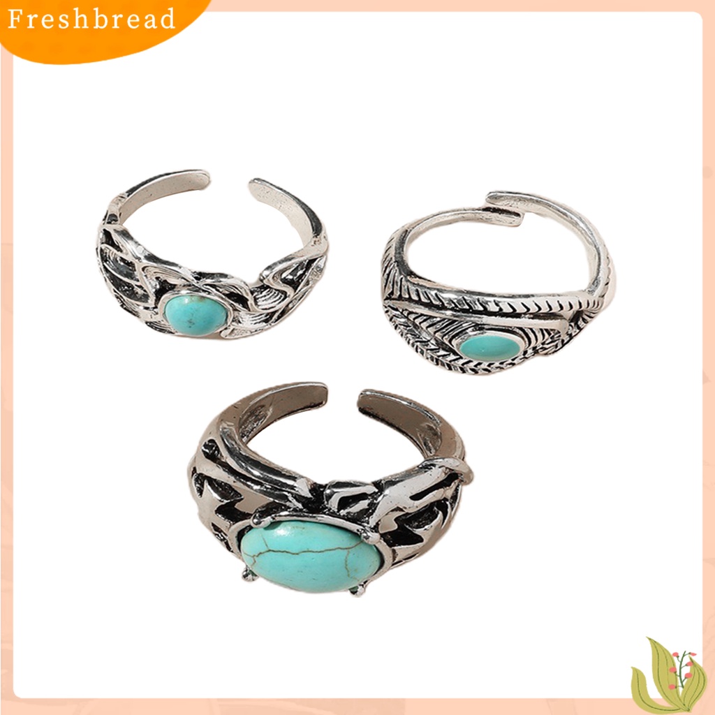 &lt; Freshbread &gt; 3Pcs Cincin Jari Wanita Adjustable Aksesoris Tahan Aus Cincin Terbuka Mata Kucing Untuk Pesta Malam