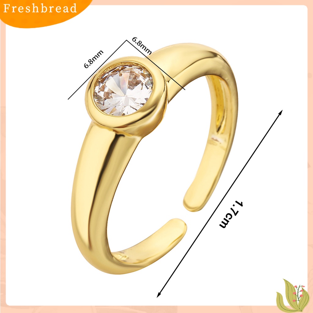 &lt; Freshbread &gt; Cincin Jari Electroplating Adjustable High Gloss Charming Cubic Zirconia Dress Up Hypoallergenic Bright Luster Terbuka Cincin Wanita Perhiasan