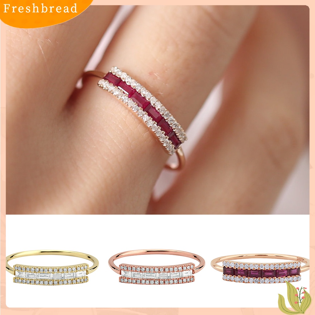 &lt; Freshbread &gt; Mode Tembaga Loop Kubik Zirkon Jari Cincin Ulang Tahun Pasangan Kekasih Perhiasan Hadiah