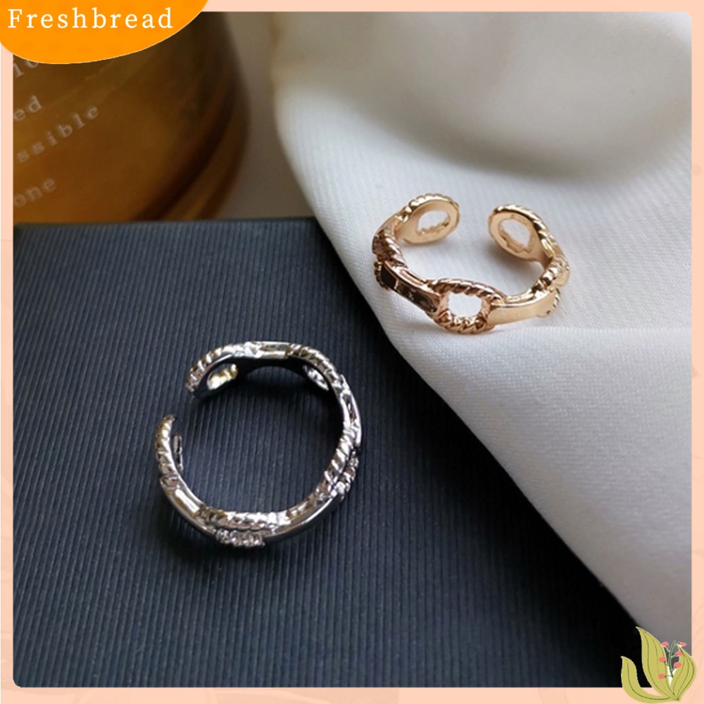 &lt; Freshbread &gt; Ladies Rings Desain Berongga Lingkaran Dapat Disesuaikan Paduan Sederhana Pengerjaan Halus Jari Rings Untuk Hadiah