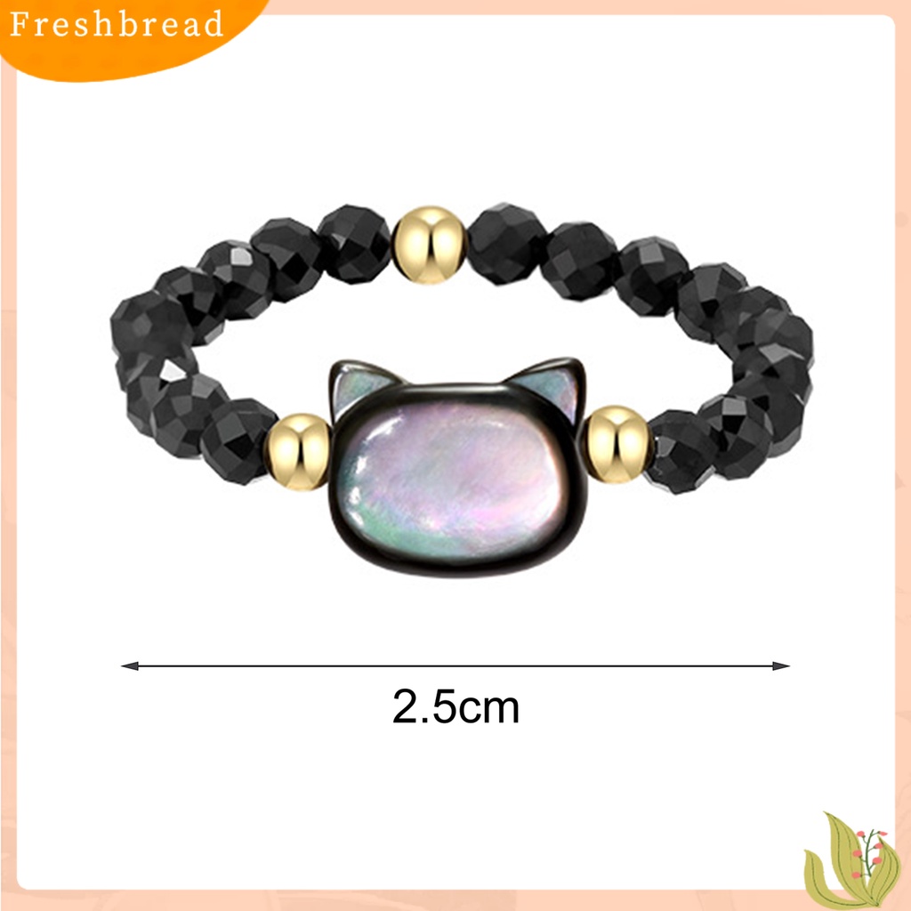 &lt; Freshbread &gt; Couple Cincin Manik-Manik Kucing Lucu Melar Adjustable Tidak Luntur Hias Hadiah Hitam Putih Imitasi Kristal Jari Cincin Perhiasan Aksesoris Fashion