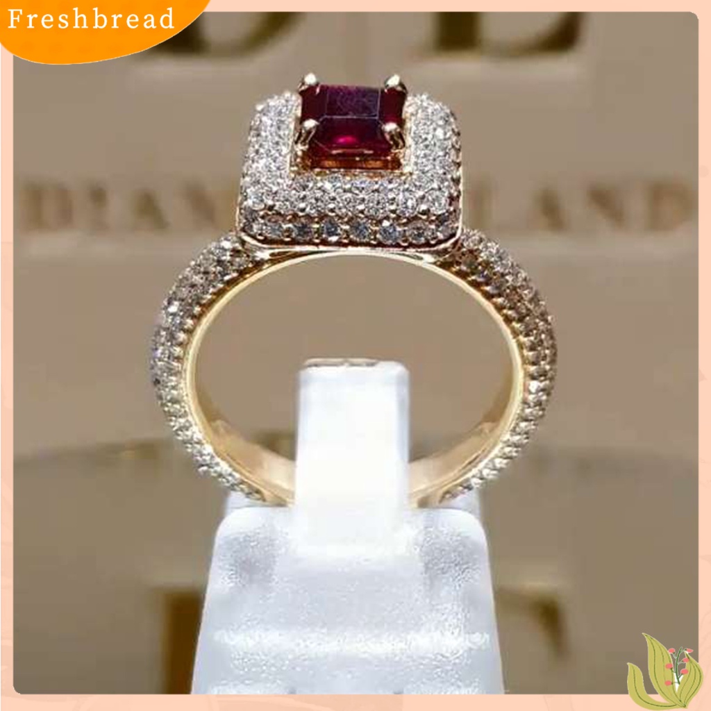< Freshbread > Cincin Penuh Berlian Imitasi Bertatahkan Indah Jari Band Perempuan Fashion Perhiasan Hadiah Untuk Pernikahan