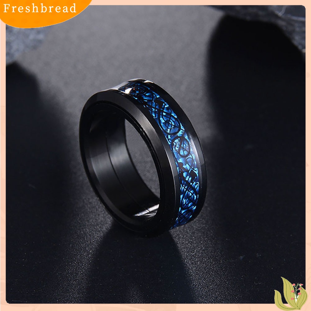 &lt; Freshbread &gt; Naga Berputar Lapisan Ganda Cincin Stainless Steel Pria Punk Jari Perhiasan Hadiah