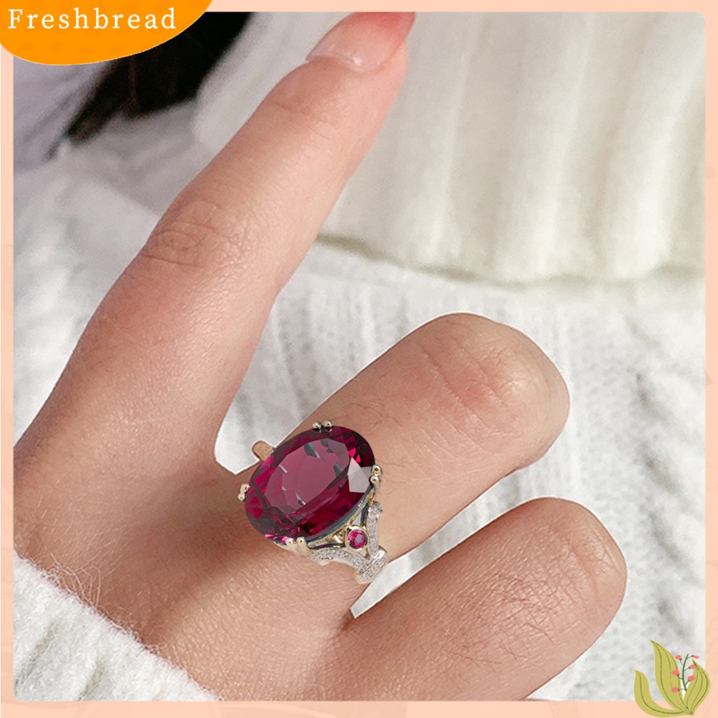 &lt; Freshbread &gt; Wanita Cincin Vintage Dua Warna Electroplating Geometris Mengkilap Terang Kilau Dekorasi Perhiasan Hadiah Telur Angsa Cubic Zirconia Pernikahan Pertunangan Cincin Untuk Anniversary