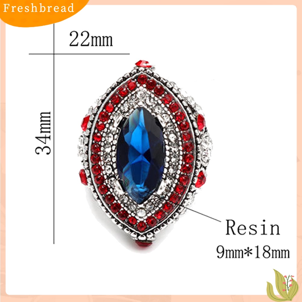 &lt; Freshbread &gt; Mewah Marquise Cut Colorful Berlian Imitasi Bertatahkan Wanita Jari Cincin Perhiasan Pesta