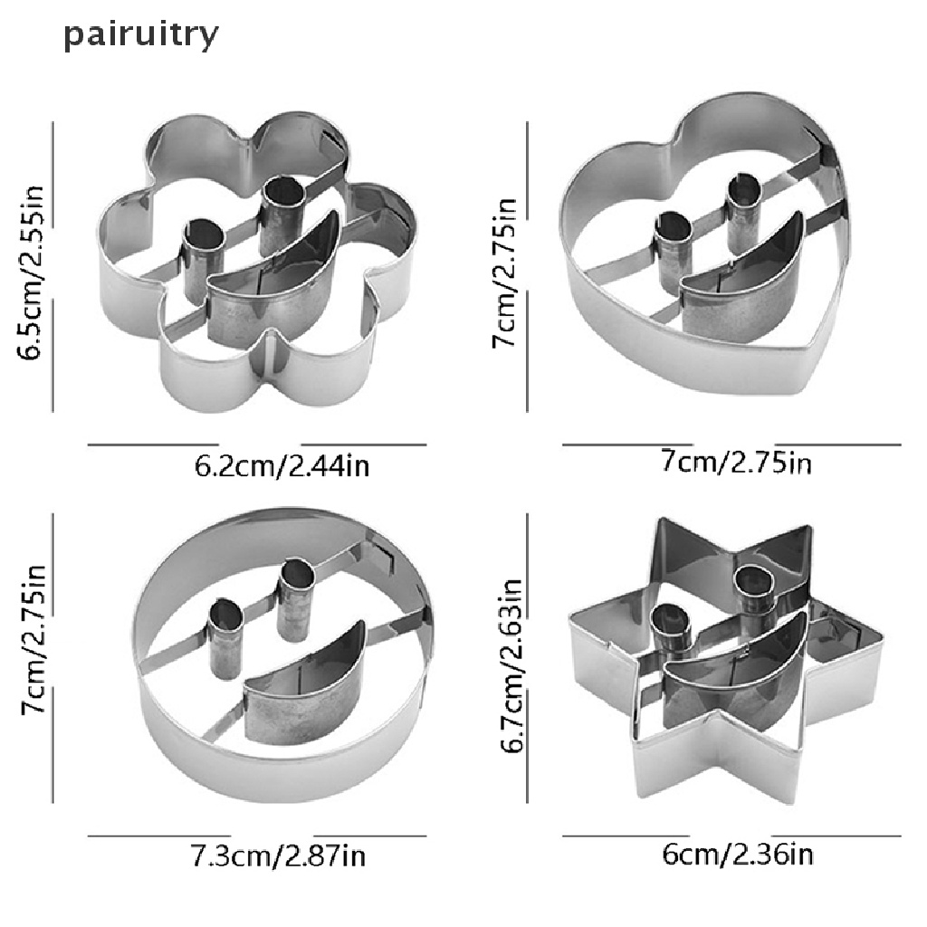 Prt 4Pcs Cetakan Kue Kering Bentuk Anak-Anak Rumah Baking Smiley Shape Stainless Steel Cetakan PRT