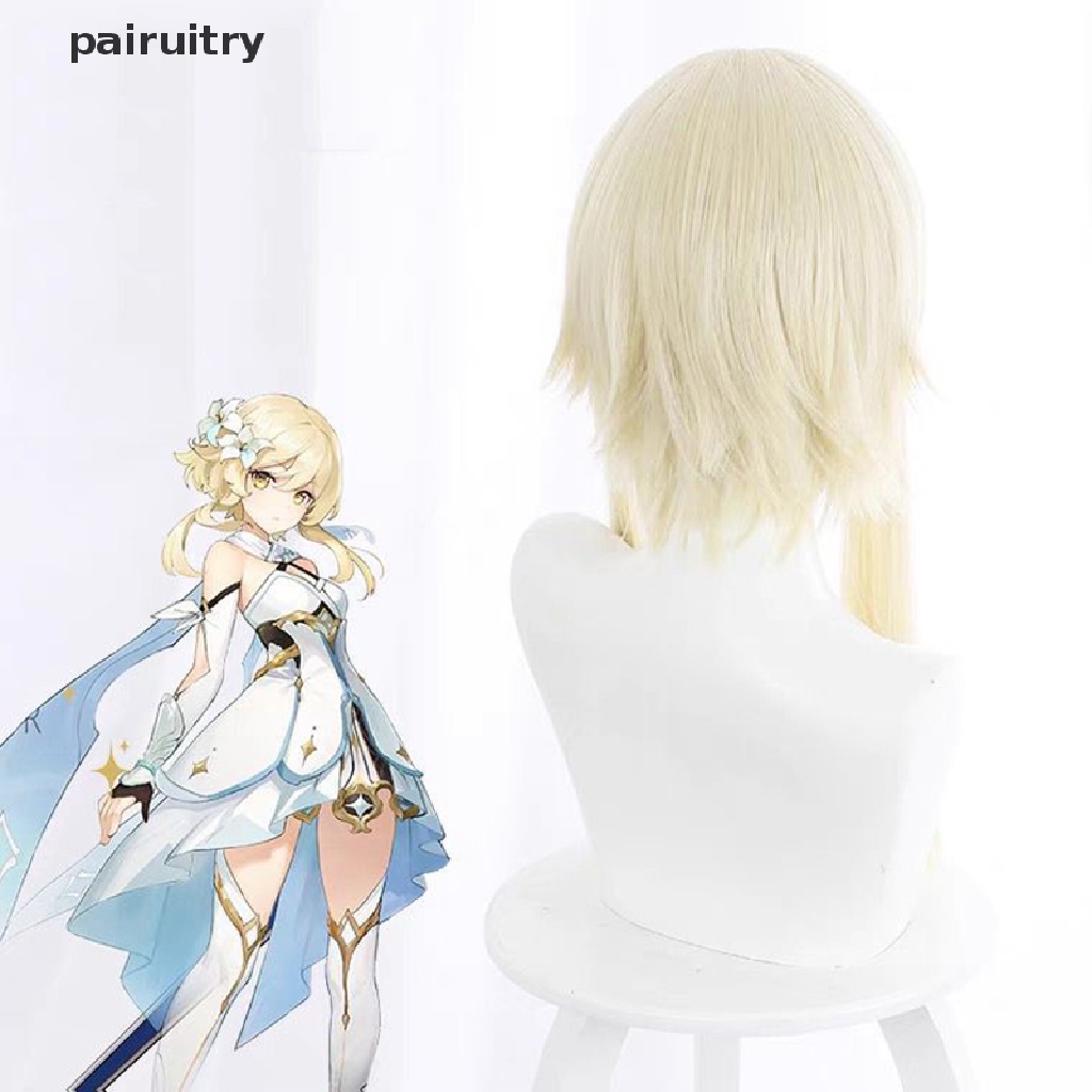 Prt Anime Genshin Lumine Aether Traveller Wig Golden Tahan Panas Rambut Dewasa Props PRT