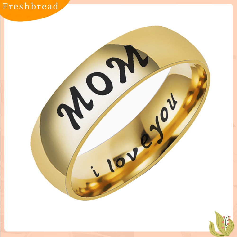 &lt; Freshbread &gt; Fashion Ibu Ayah Anak Perempuan Anak Huruf Band Stainless Steel Anggota Keluarga Cincin