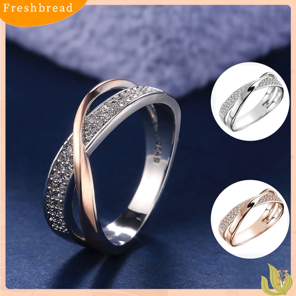 &lt; Freshbread &gt; Cincin Silang Bentuk X Two Tone Perhiasan Wanita Indah Trendy Rings Untuk Pernikahan