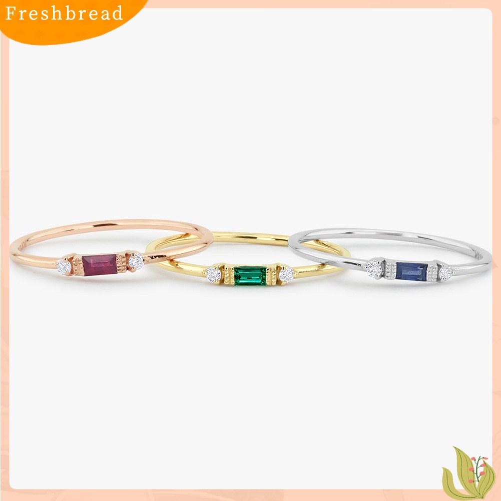 &lt; Freshbread &gt; Wanita Cubic Zirconia Tergabung Band Finger Cincin Pernikahan Pertunangan Perhiasan Hadiah