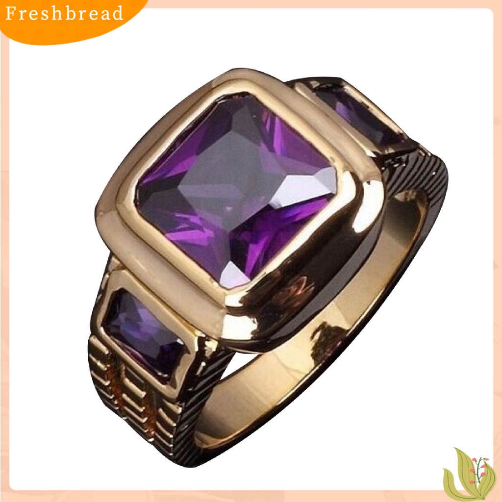 &lt; Freshbread &gt; Cincin Bentuk Persegi 4warna Cincin Pria Bisnis Bahan Stainless Steel Untuk Kehidupan Sehari-Hari