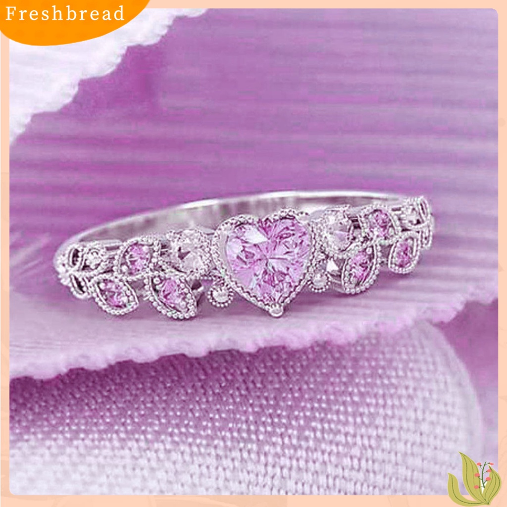 &lt; Freshbread &gt; Cincin Wanita Bentuk Daun Perhiasan Berlian Imitasi Elegan Cincin Indah Untuk Pernikahan