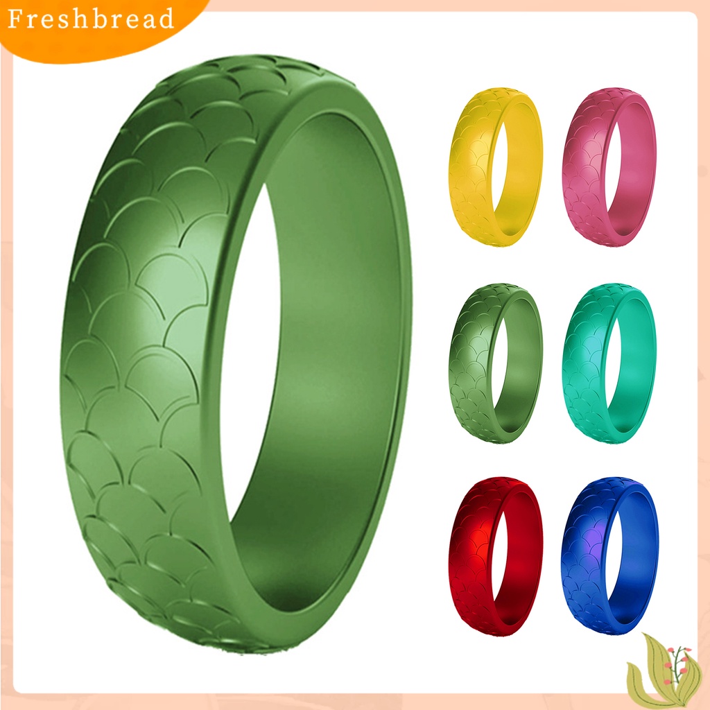 &lt; Freshbread &gt; 2Pcs Wanita Pola Sisik Ikan Ulang Tahun Cincin Silikon Pernikahan Band Aksesori Hadiah