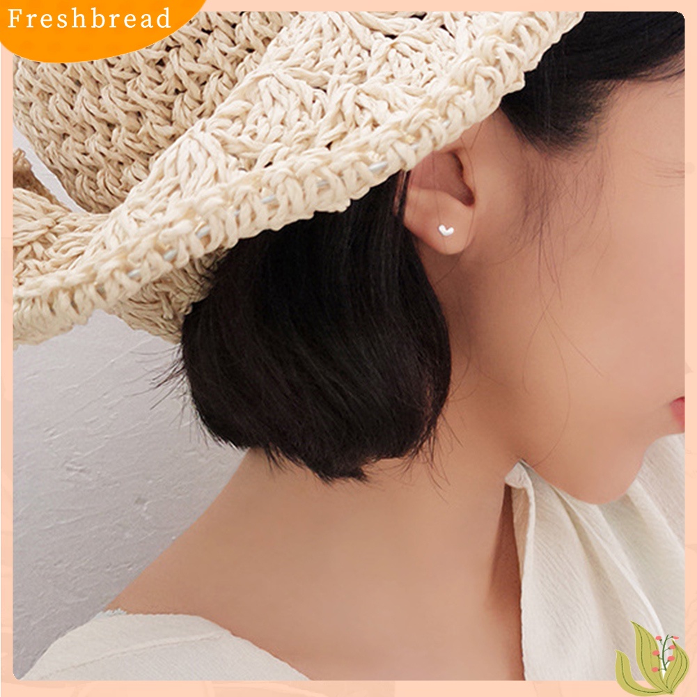 < Freshbread > Wanita Manis Perak Berlapis Mini Cinta Hati Stud Anting Perhiasan Hadiah Ulang Tahun