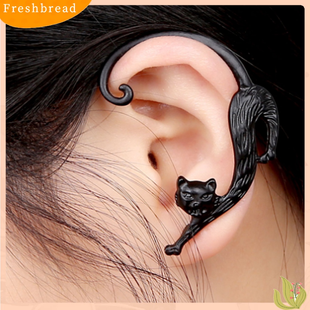&lt; Freshbread &gt; 1Pc Bungkus Telinga Bentuk Kucing Punk Retro Bergaya Alloy Ringan Manset Telinga