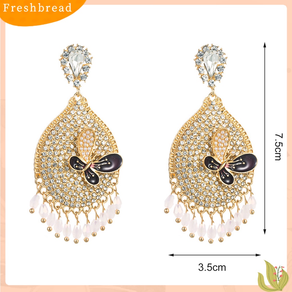 &lt; Freshbread &gt; 1pasang Anting Anting Tetes Fashion Berbentuk Teardrop Berkilau catching Untuk Pakaian Sehari-Hari