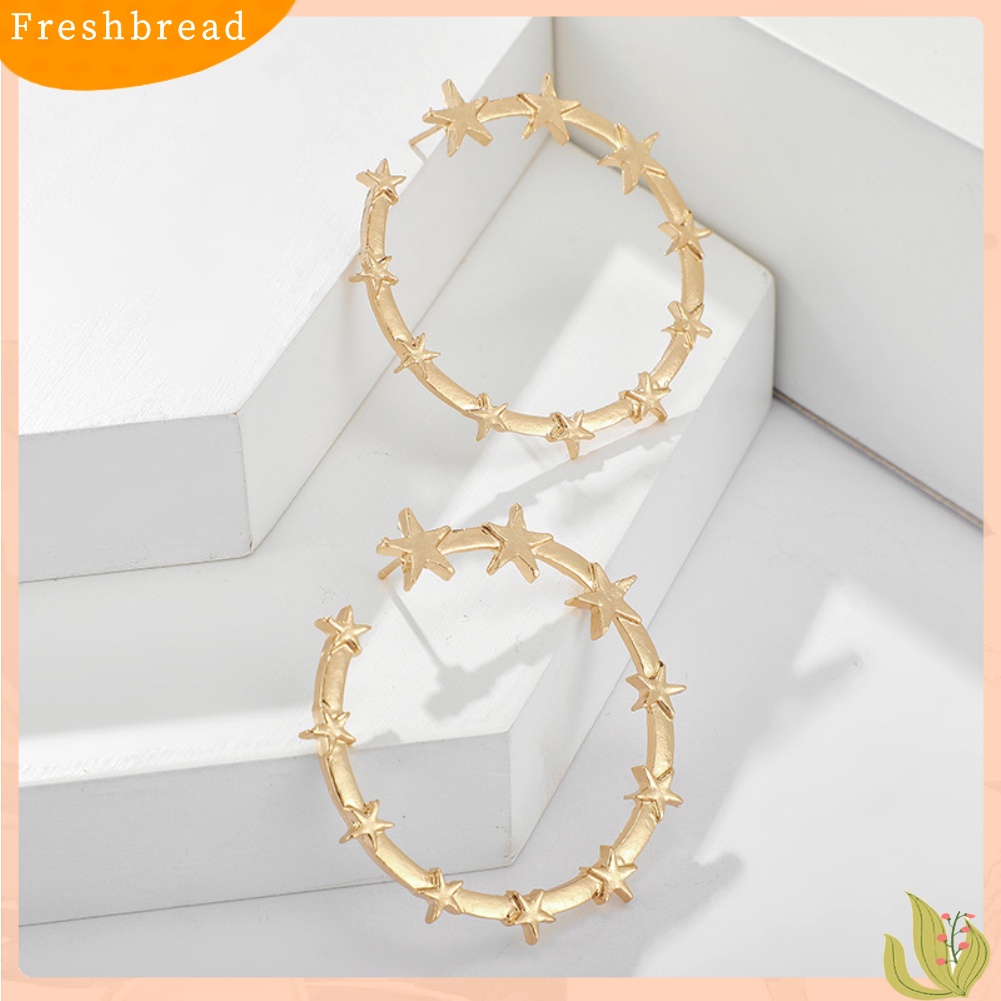 < Freshbread > Fashion Wanita Terbuka Bintang Besar Lingkaran Liontin Anting Hoop Pesta Liburan Perhiasan