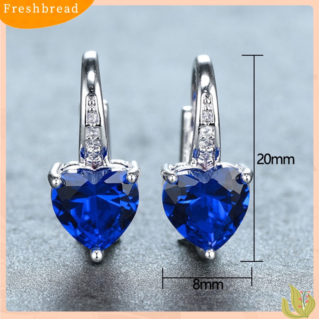 &lt; Freshbread &gt; 1pasang Anting Leaverback Tindik Romantis Mewah Berbentuk Hati Cubic Zirconia Menjuntai Anting Perhiasan Pesta