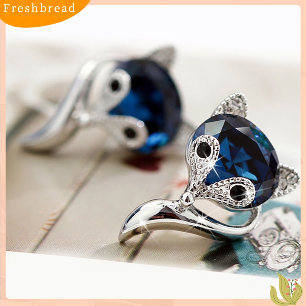 &lt; Freshbread &gt; Lucu Kartun Bentuk Rubah Berlian Imitasi Ear Studs Earrings Fashion Wanita Perhiasan Hadiah