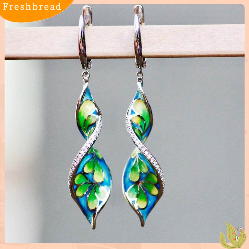 &lt; Freshbread &gt; 1pasang Anting Gesper Telinga Bentuk Spiral Lukisan Enamel Vintage Tahan Lama Fahsion Penampilan Anting Menjuntai Untuk Perjamuan