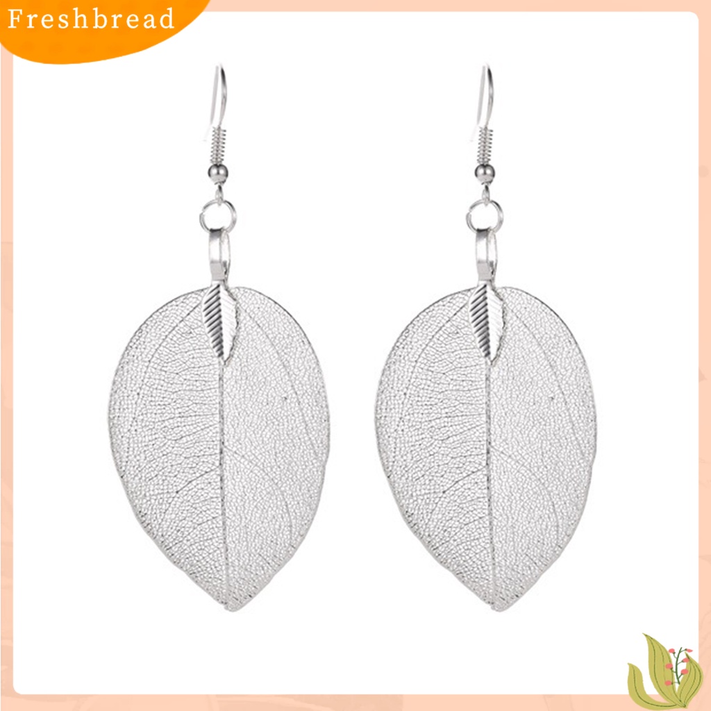 &lt; Freshbread &gt; 1pasang Anting Wanita Stainless Bentuk Daun Hidup Anting Menjuntai Tahan Lama Untuk Pakaian Sehari-Hari