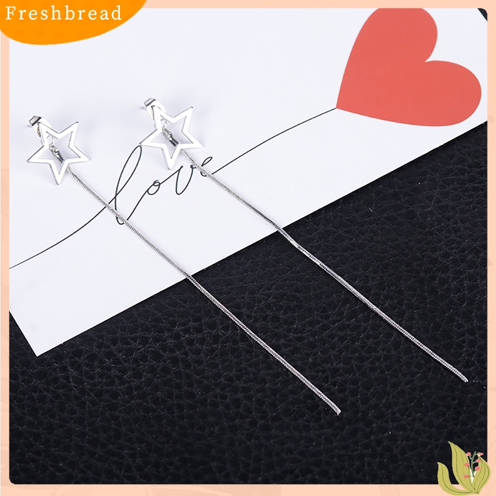 &lt; Freshbread &gt; Gadis Lucu Bintang Berujung Lima Menjuntai Anting-Anting Panjang Linear Telinga Rings Drop Jewelry