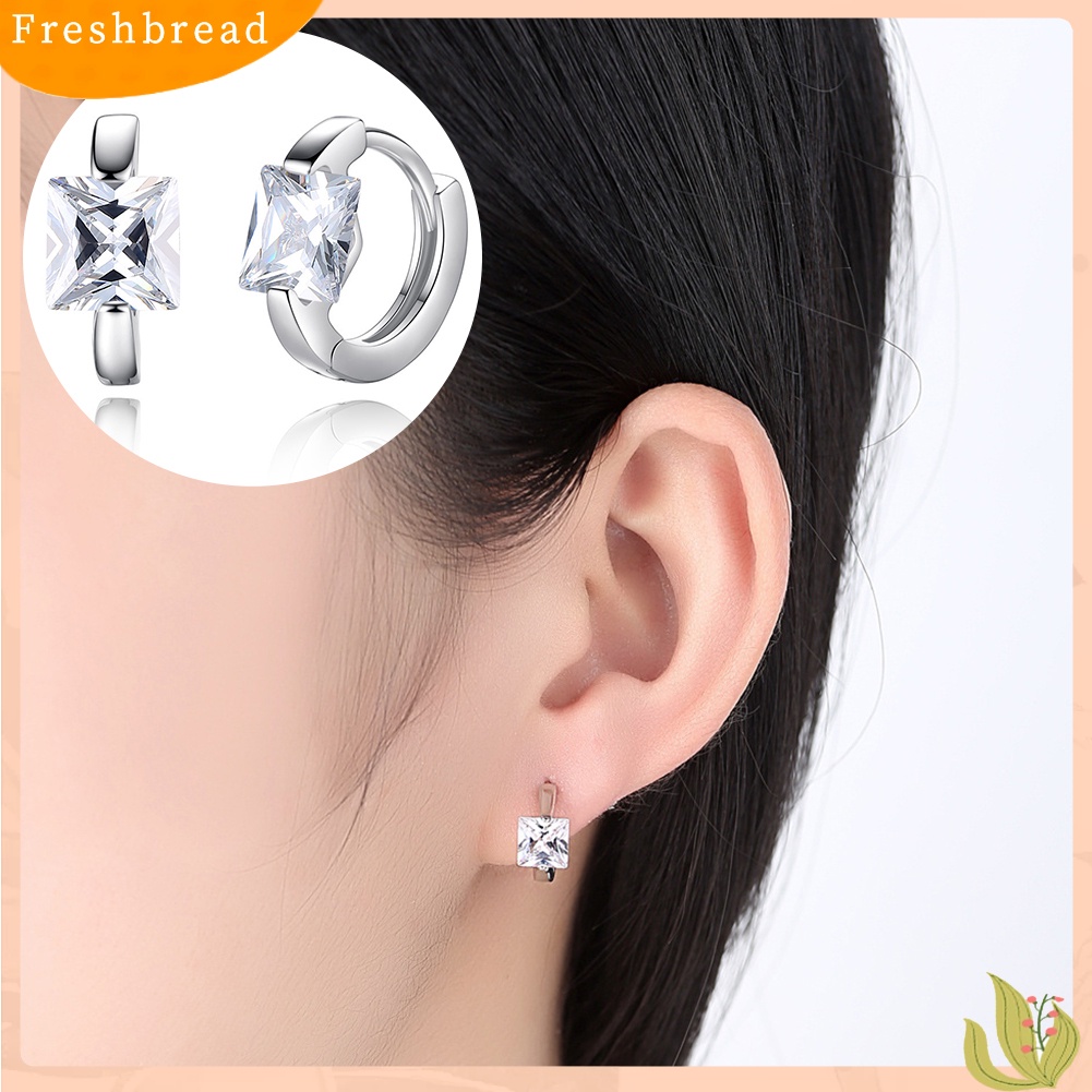 &lt; Freshbread &gt; Fashion Wanita Cubic Zirconia Hias Huggie Anting Hadiah Perhiasan Pesta Pernikahan