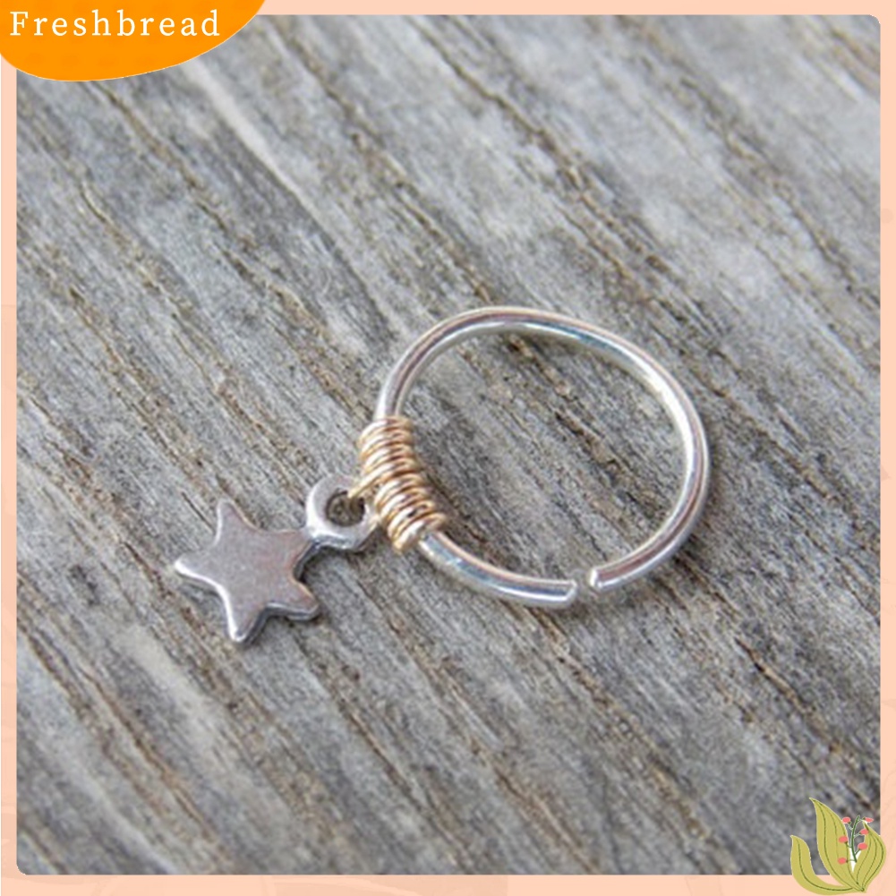 &lt; Freshbread &gt; 1pc Cincin Lady Tembaga Alloy Bintang Liontin Tulang Rawan Hoop Piercing Telinga Atas Stud