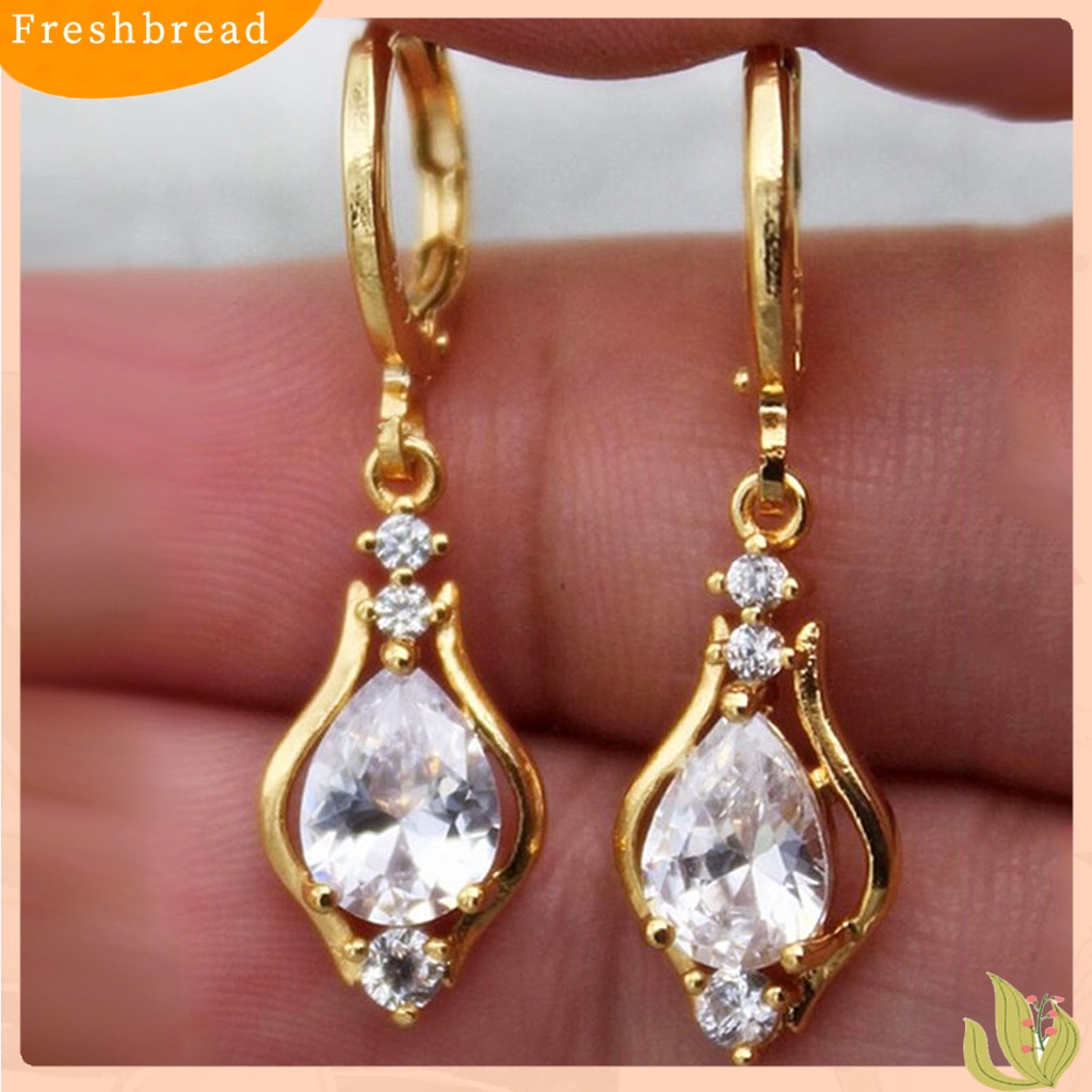 &lt; Freshbread &gt; 1pasang Anting Menjuntai Handmade Pengerjaan Fantastis Tembaga Gaya Vintage Women Earrings Untuk Anniversary